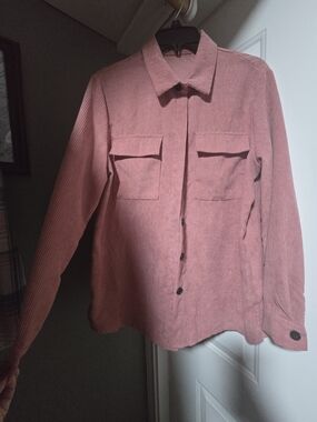 Corduroy Button-Up Shacket in Dusty Rose